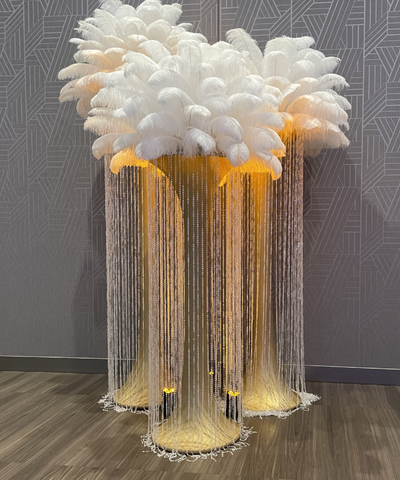 Floor-standing tower with crystal curtain - RentalCenterpiece