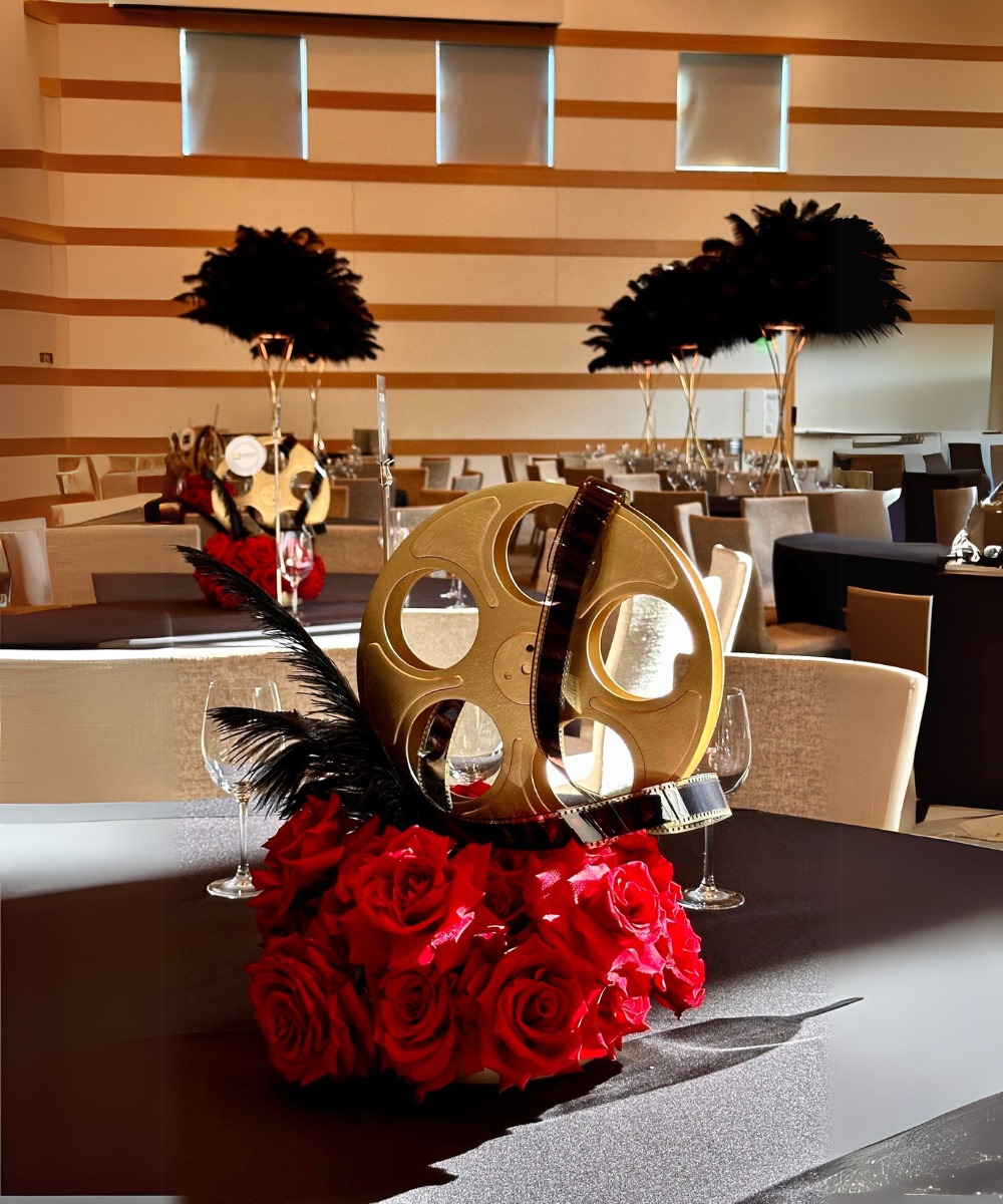 Hollywood movie reel centerpiece
