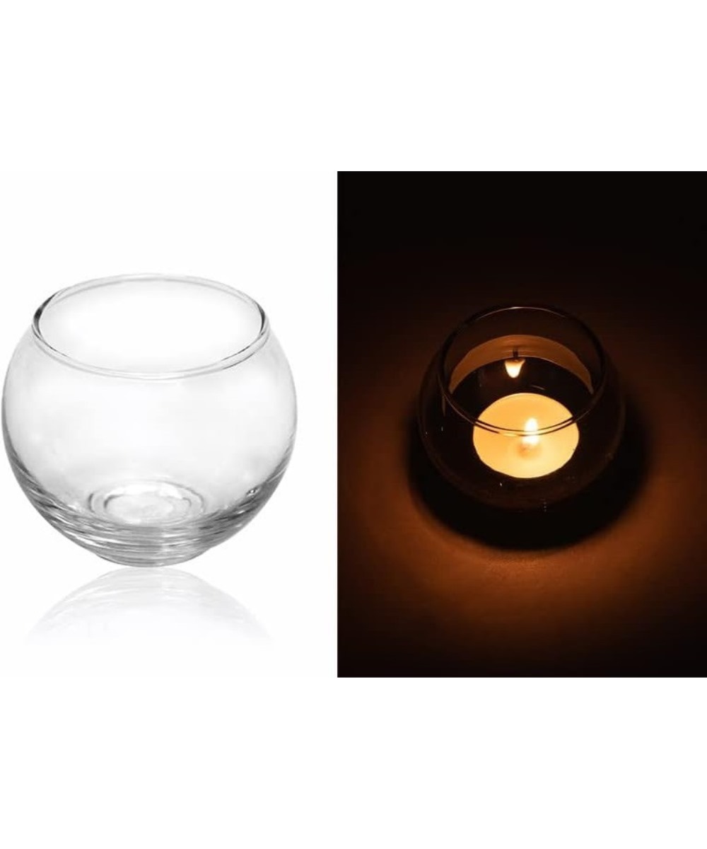 Round clear candle holder with real or LED candle