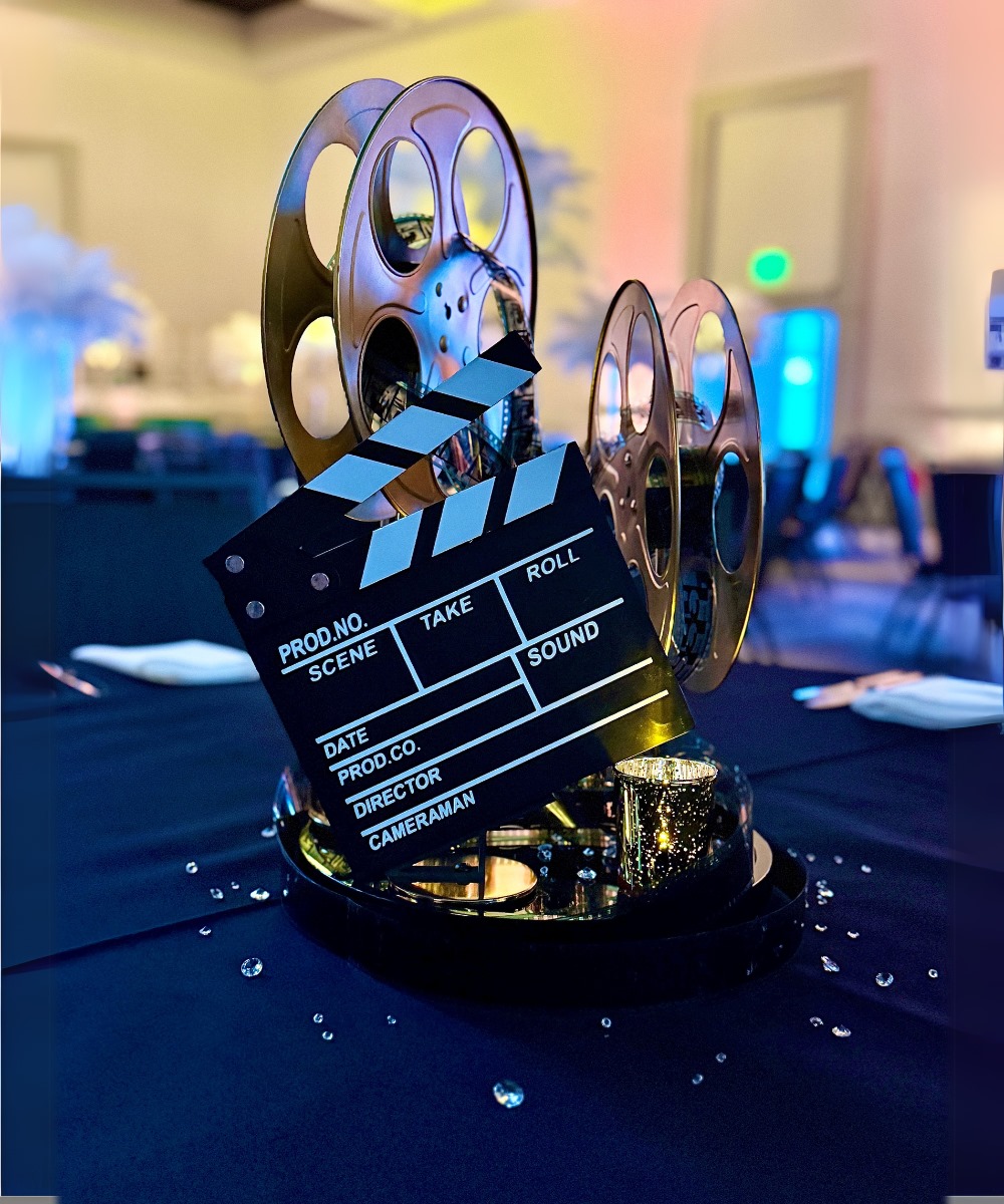 Hollywood movie reel centerpiece