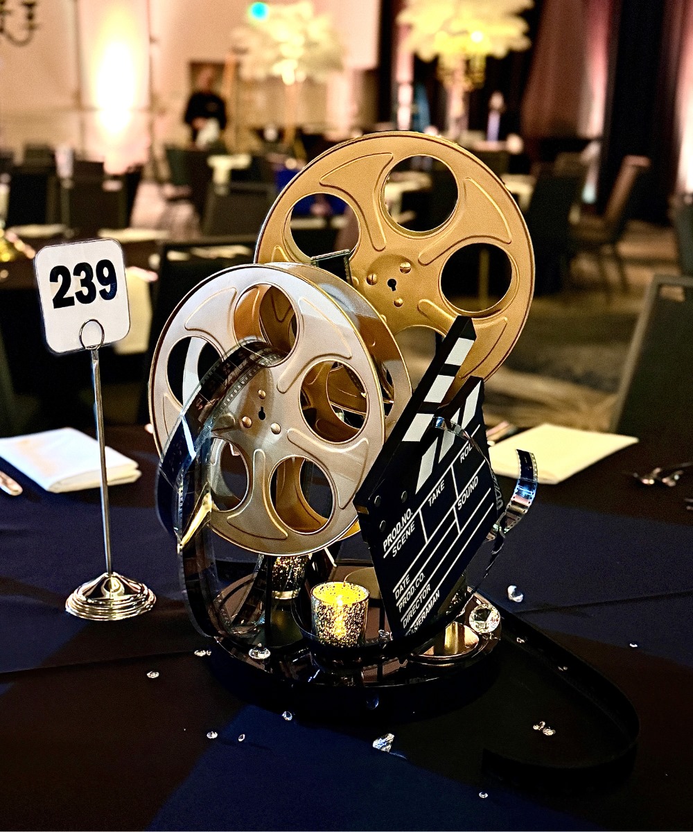 Hollywood movie reel centerpiece
