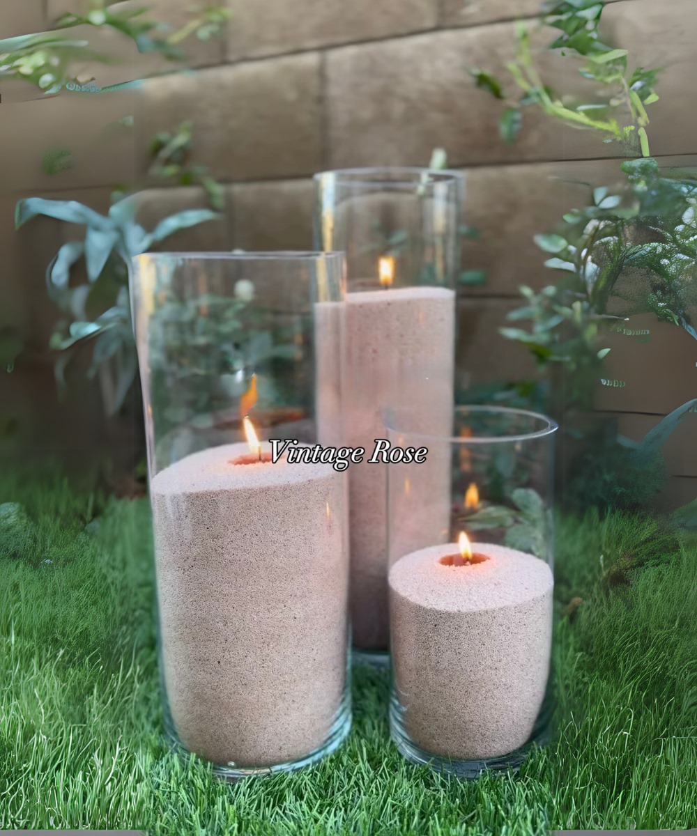 Custom pearled "sand" candles