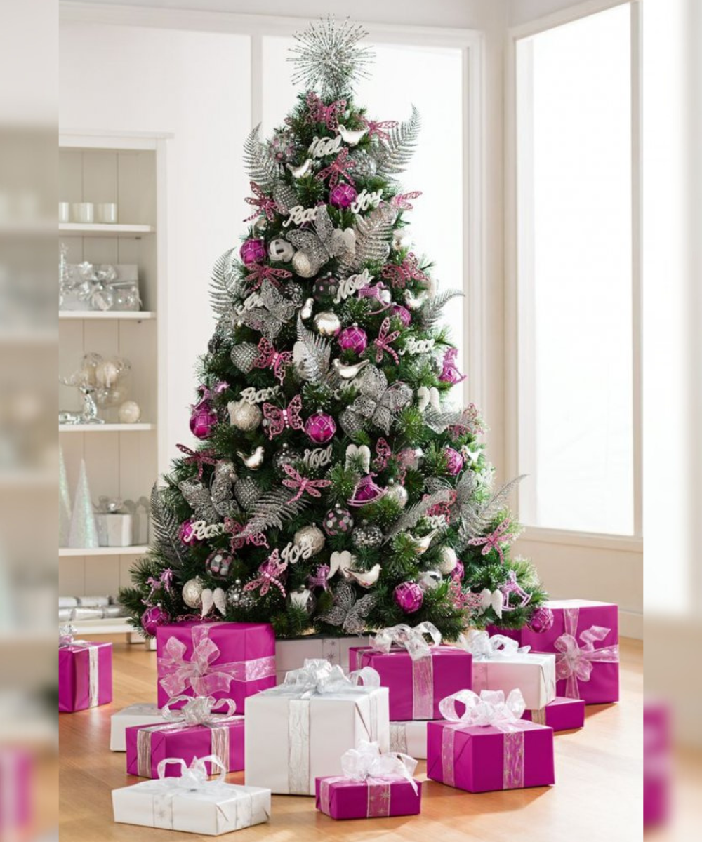 Pink Christmas tree decorations