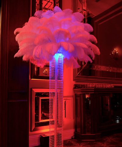 Floor-standing tower with crystal curtain - RentalCenterpiece