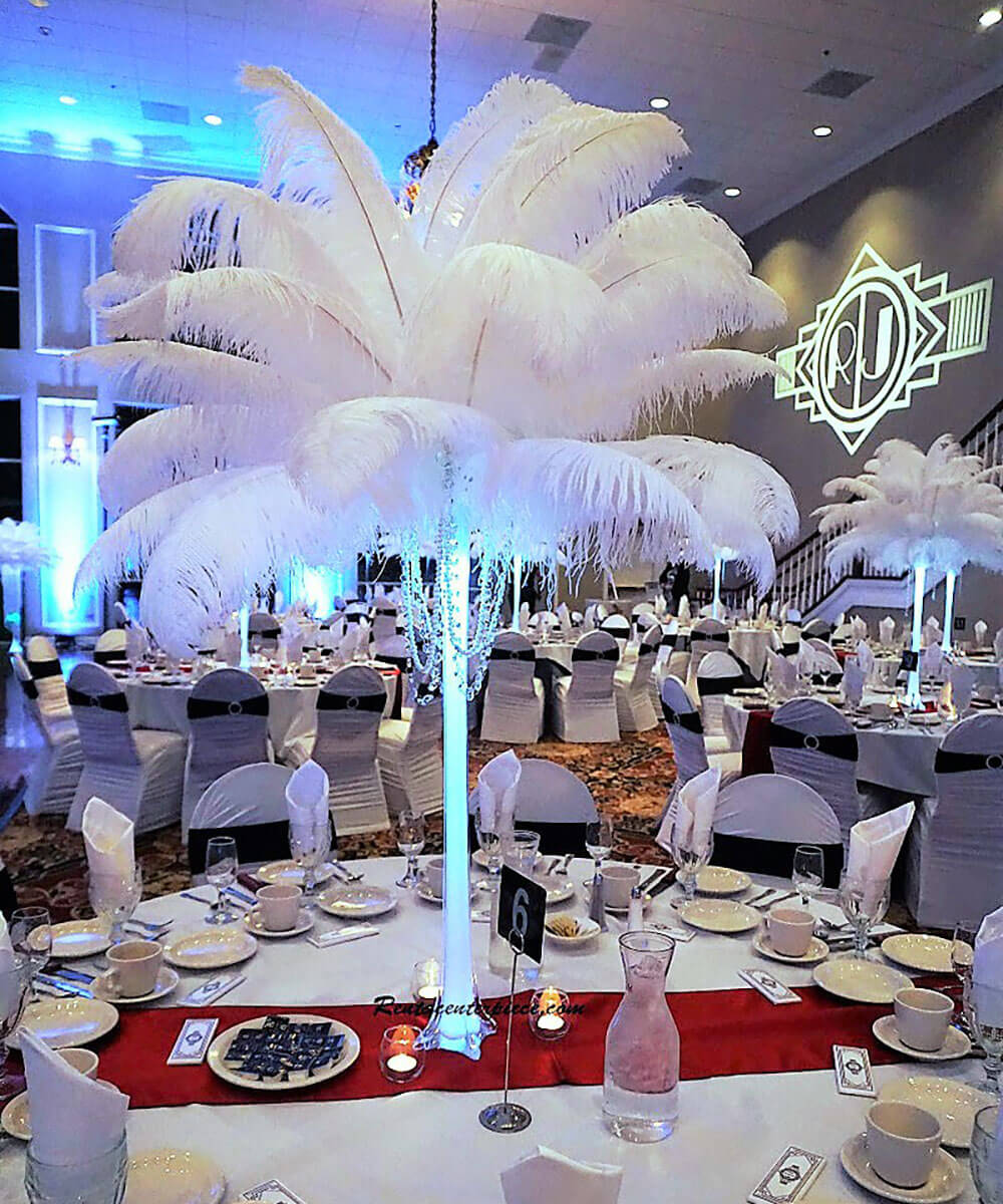 Eiffel tower lighted ostrich feather centerpiece RentalCenterpiece