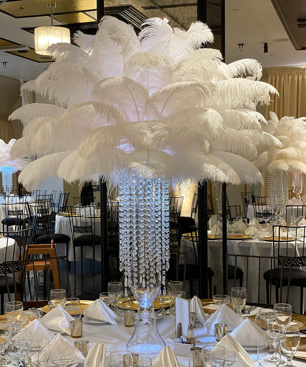 Black and White Ostrich Feather Centerpiece